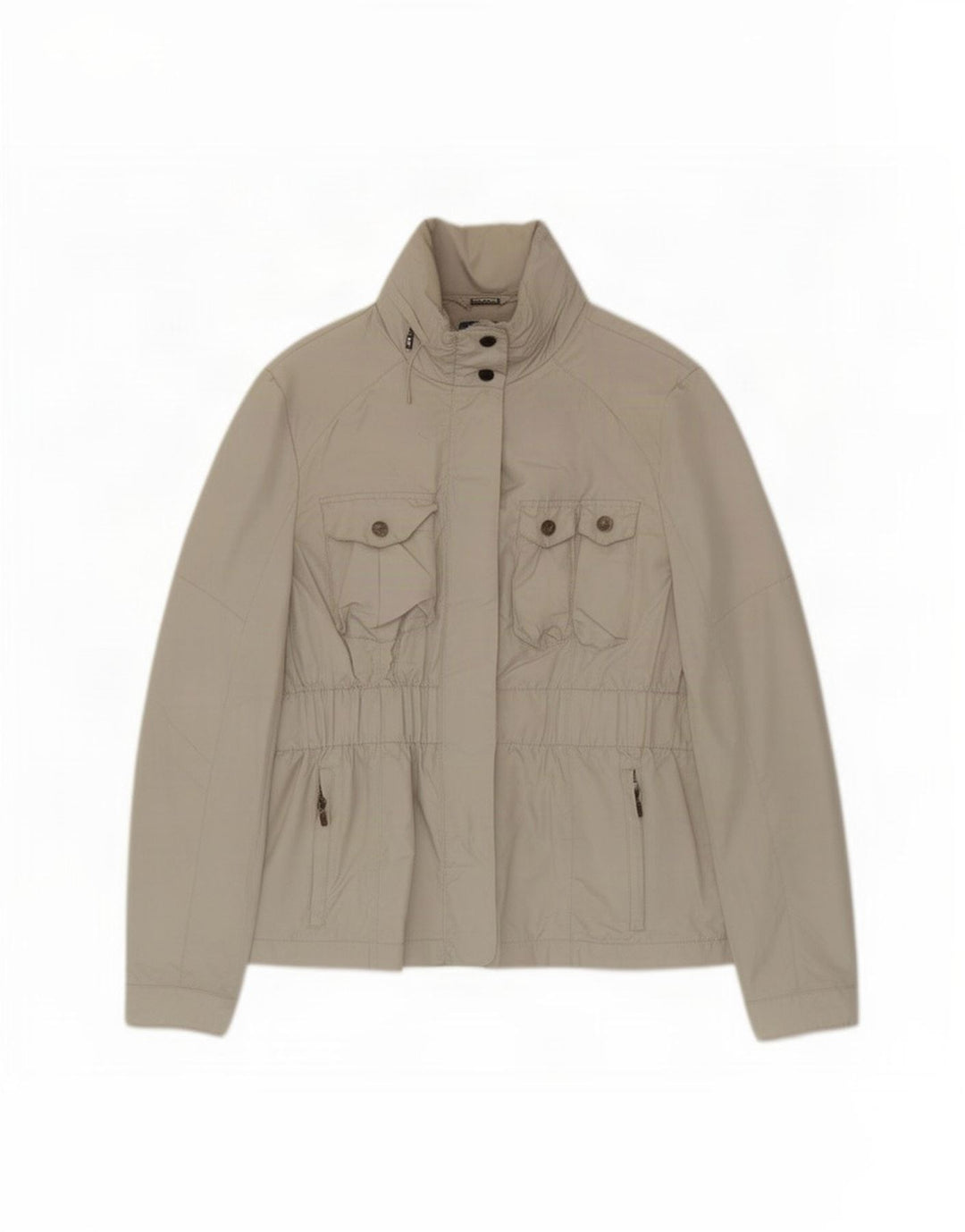 Giacca utilitaria con cappuccio da donna Zara UK 14 grande poliestere beige