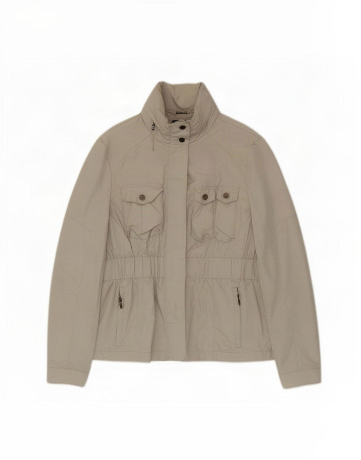 Giacca utilitaria con cappuccio da donna Zara UK 14 grande poliestere beige