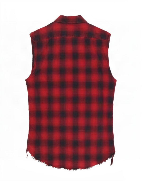 Camicia Zara da uomo senza maniche in flanella vestibilità regolare rosso medio