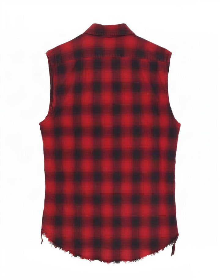 Camicia Zara da uomo senza maniche in flanella vestibilità regolare rosso medio