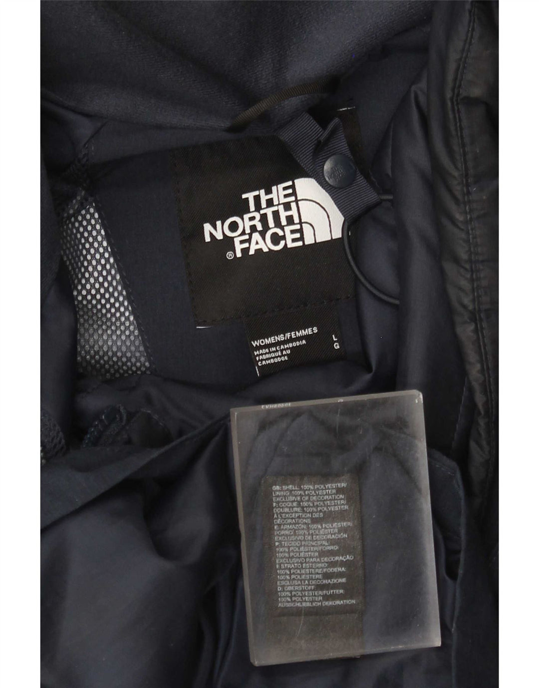 Giacca antipioggia con cappuccio da donna The North Face UK 16 Large in poliestere blu navy