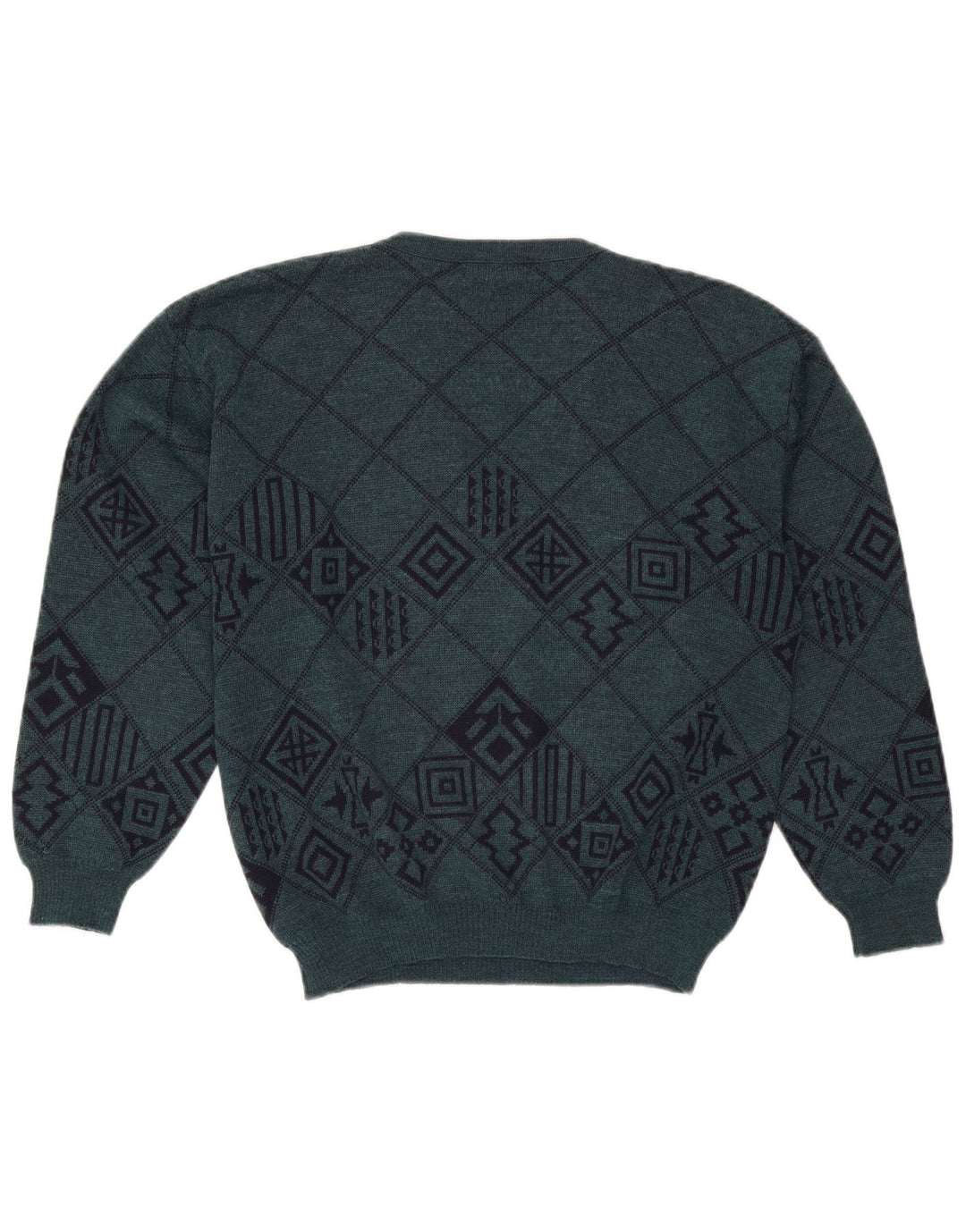 Maglione da uomo con scollo a V Lewinger Lana geometrica verde medio