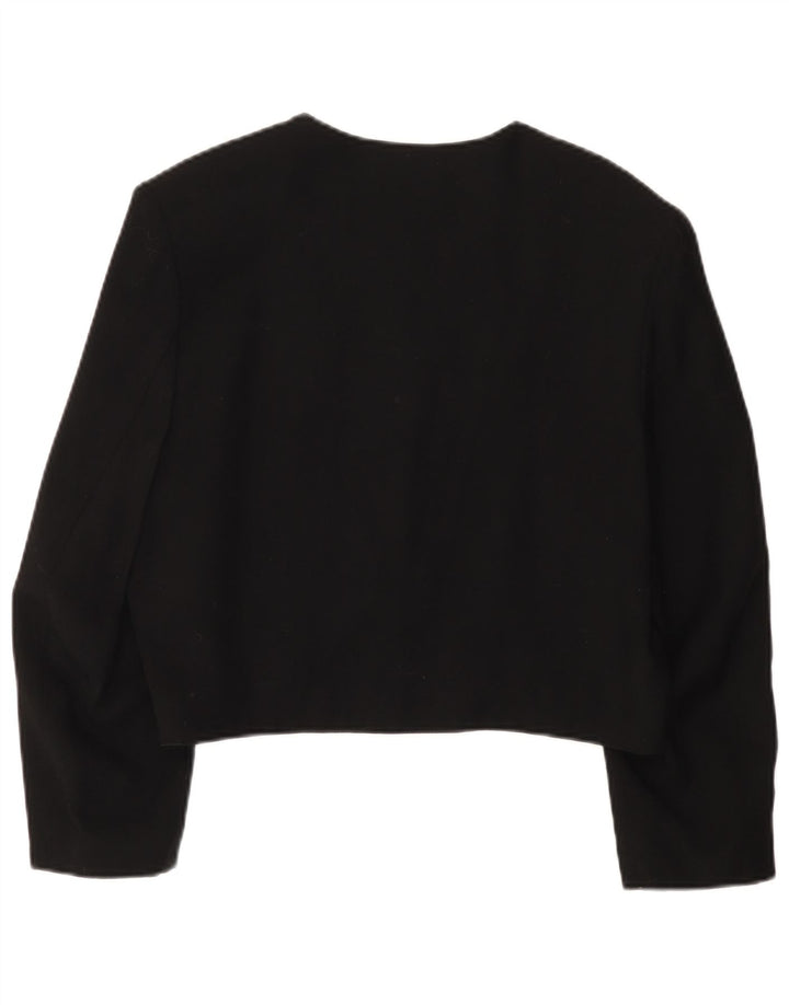 Giacca blazer da donna corta a 4 bottoni con maniche a 3/4 Cannella EU 38 media nera