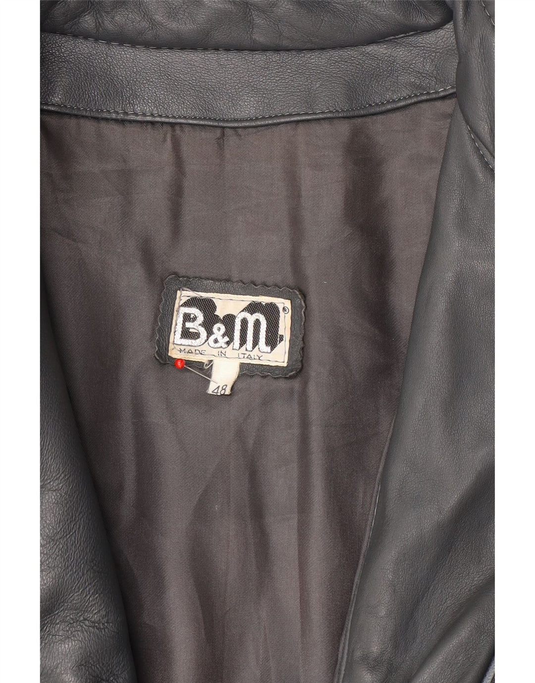 Giacca in pelle vintage da uomo IT 48 in pelle grigio medio