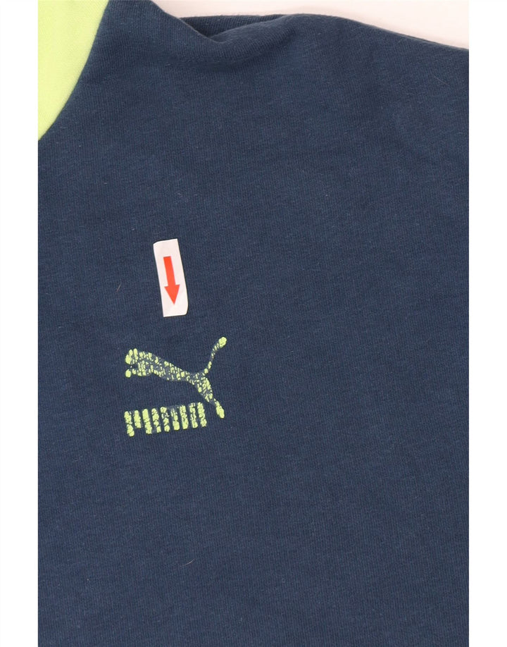 Felpa con cappuccio da uomo Puma in cotone color block medio blu navy