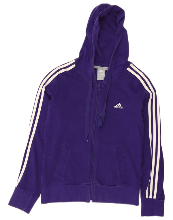 Maglione con cappuccio e zip da donna Adidas UK 12 cotone viola medio