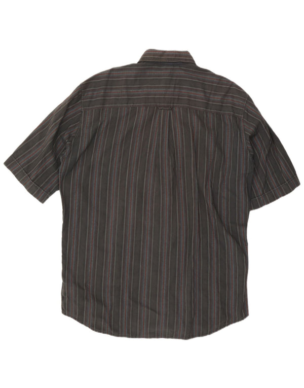 Marlboro Classics Mens Short Sleeve Shirt Large Grey Striped Cotton
