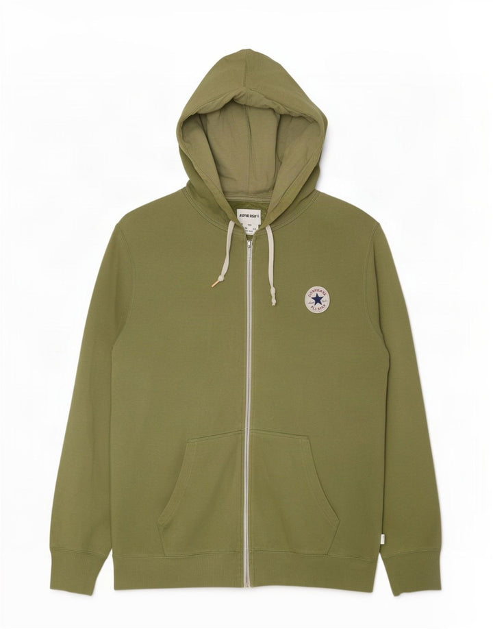 Maglione con cappuccio e zip da uomo Converse XL in cotone verde