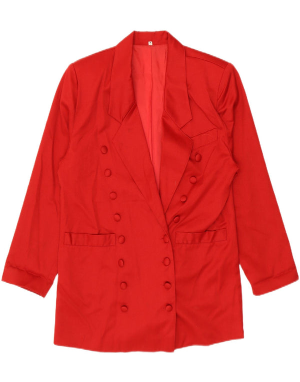 Giacca blazer doppiopetto lunga da donna vintage UK 14 rossa media