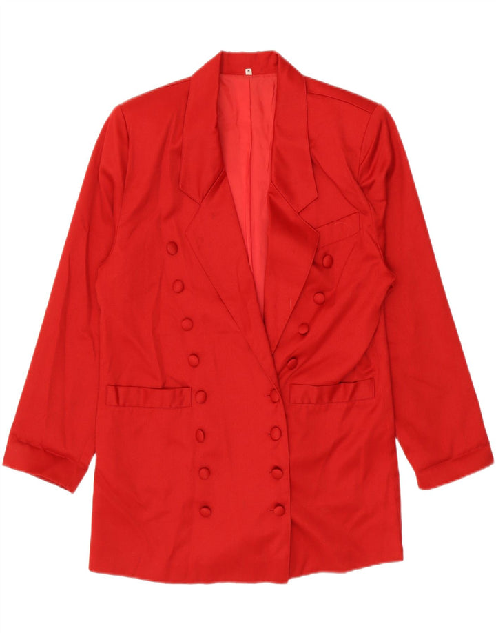 Giacca blazer doppiopetto lunga da donna vintage UK 14 rossa media