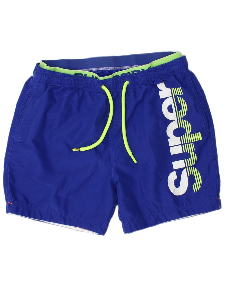 Pantaloncini da bagno grafici da uomo Superdry 2XL blu poliestere