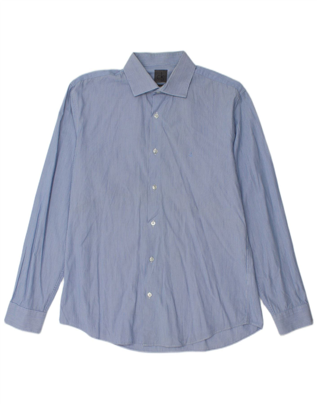 Camicia aderente da uomo Calvin Klein taglia 40 15 3/4 gessato blu medio