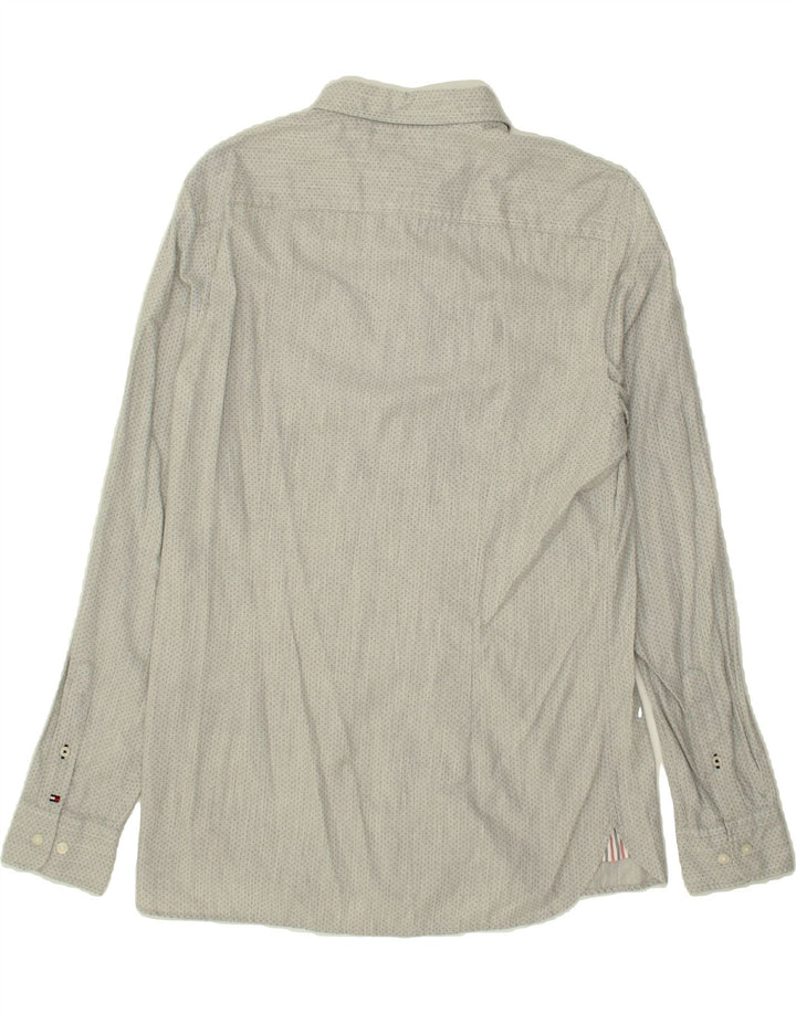 TOMMY HILFIGER Mens Slim Fit Shirt Large Grey Spotted Cotton | Vintage Tommy Hilfiger | Thrift | Second-Hand Tommy Hilfiger | Used Clothing | Messina Hembry 