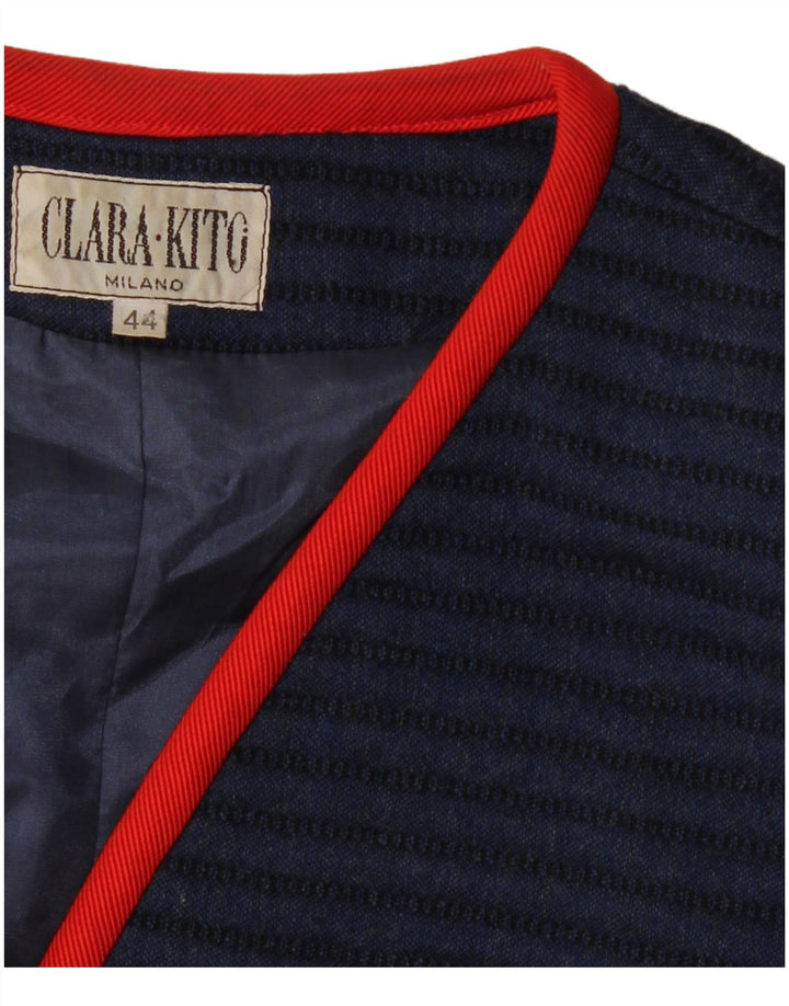 Giacca blazer da donna a 3 bottoni VINTAGE IT 44 medio blu navy a righe