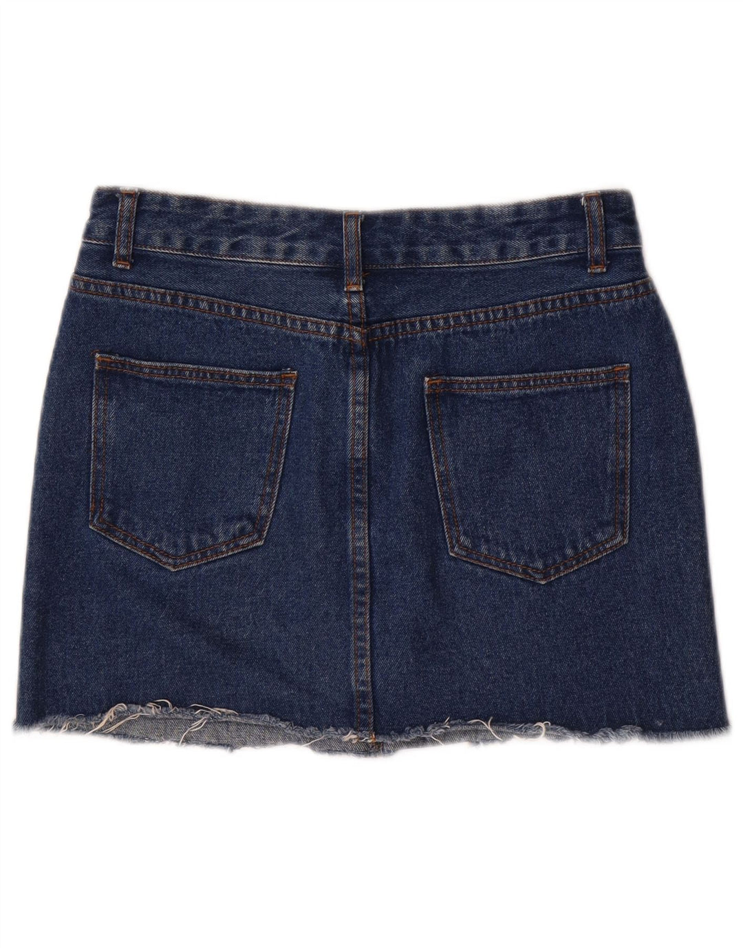 Mini gonna di jeans vintage da donna media W28 in cotone blu
