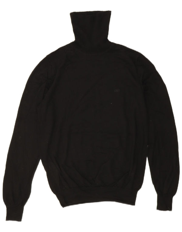 Maglione maglione da donna Jaeger con collo alto UK 14 lana merino nera media