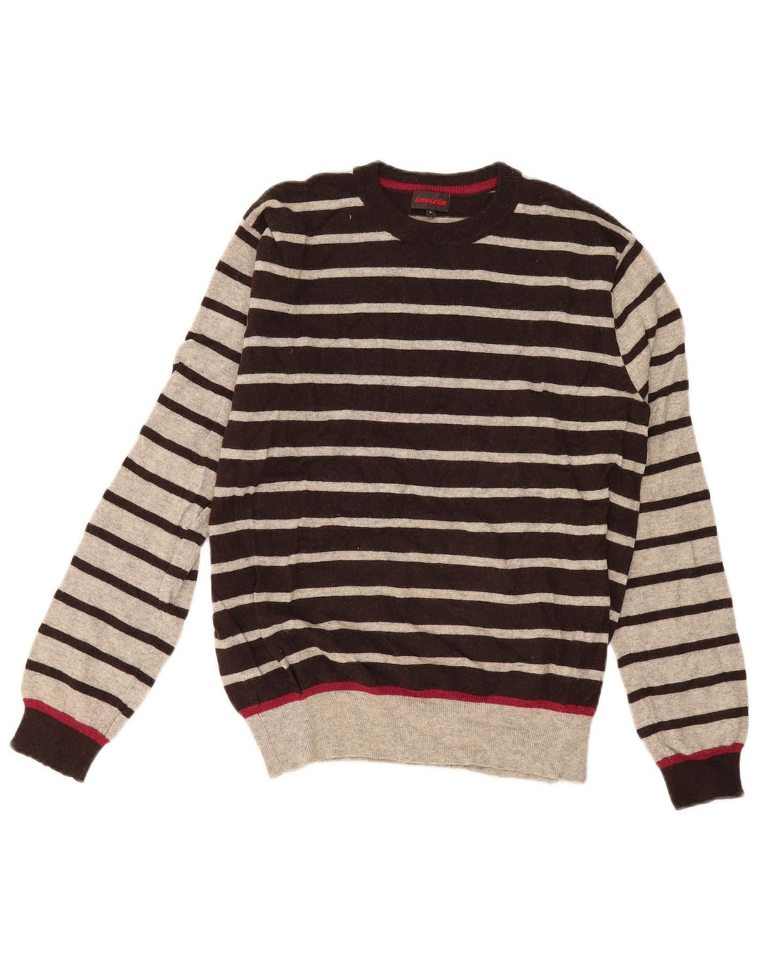 Maglione maglione girocollo da uomo Invicta in lana a righe grigie grandi