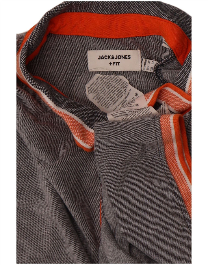 Polo da uomo Jack & Jones 3XL in cotone a righe grigie