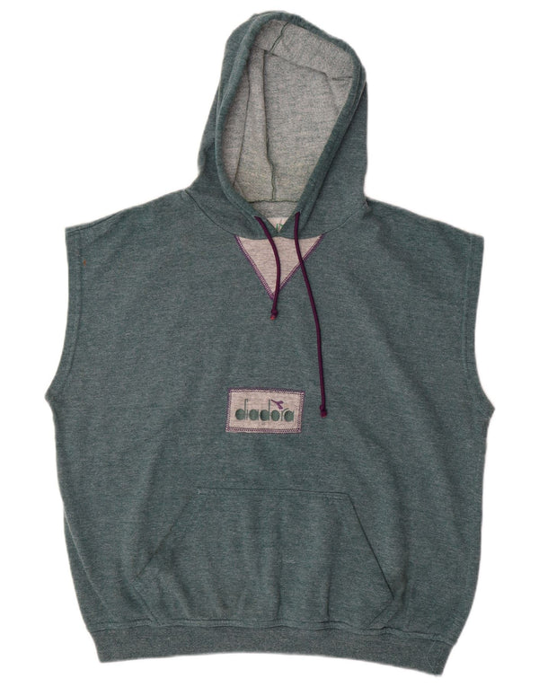 DIADORA Maglia Uomo Smanicata con Cappuccio Large in Cotone Blu