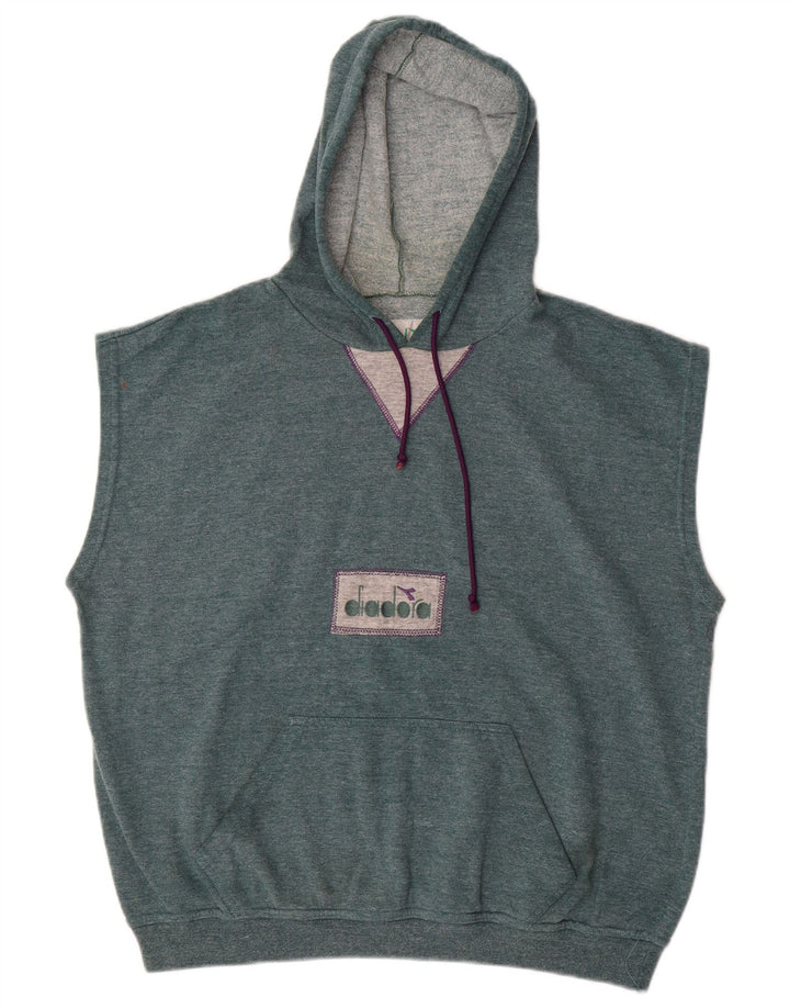 DIADORA Maglia Uomo Smanicata con Cappuccio Large in Cotone Blu