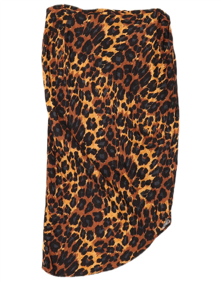 Gonna asimmetrica Zara da donna media W28 viscosa stampa animalier marrone