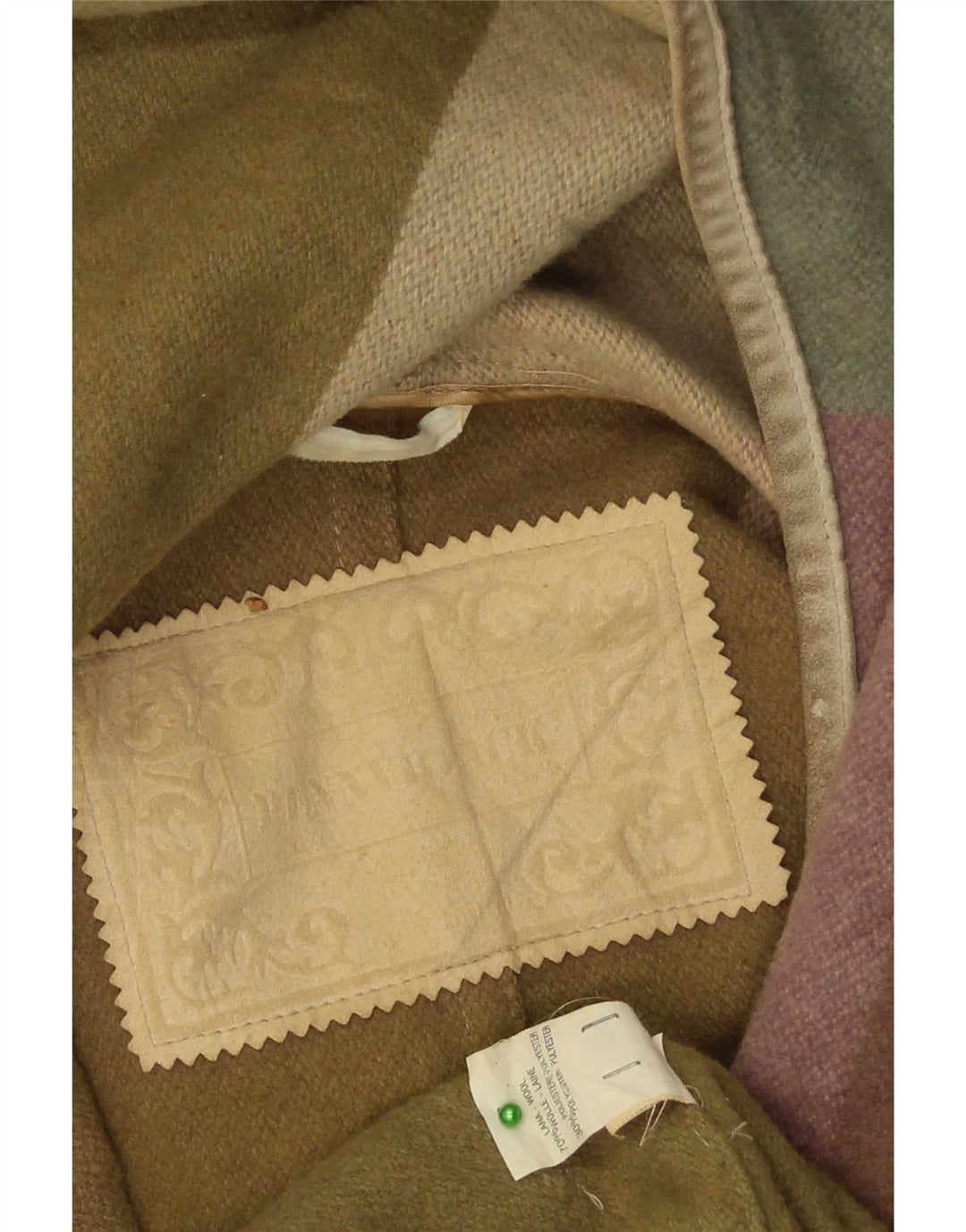 Montgomery oversize con cappuccio da donna vintage IT 42 Lana a quadri kaki medio