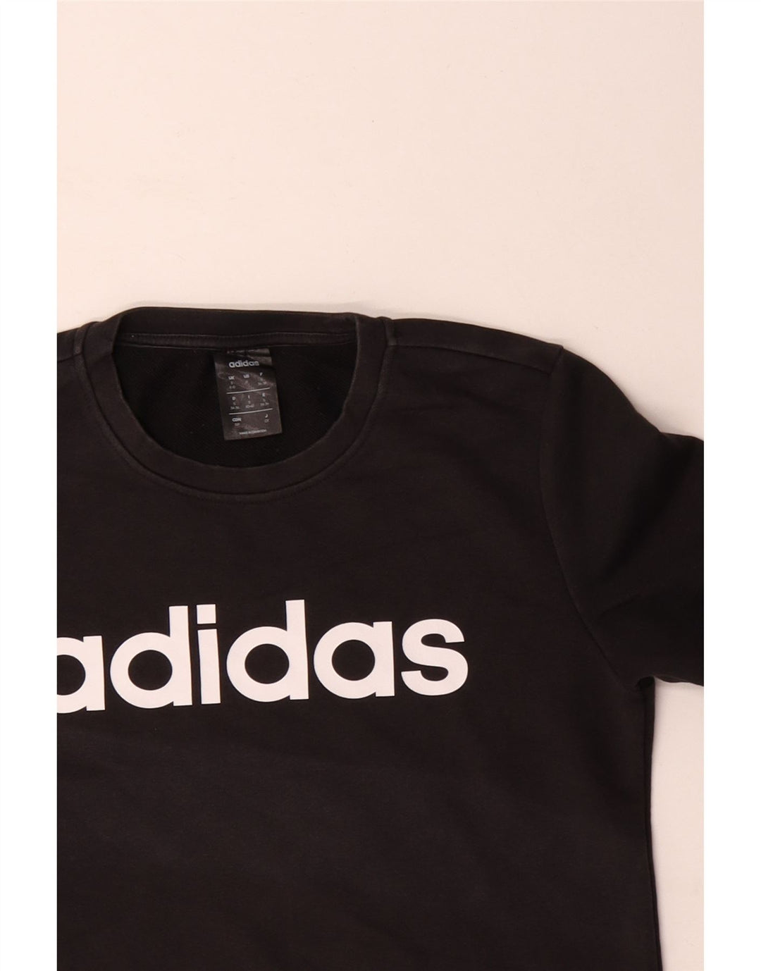 Felpa grafica da donna ADIDAS maglione UK 8/10 piccolo cotone nero