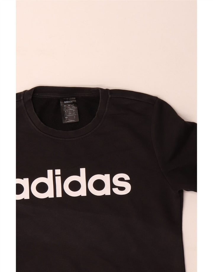 Felpa grafica da donna ADIDAS maglione UK 8/10 piccolo cotone nero