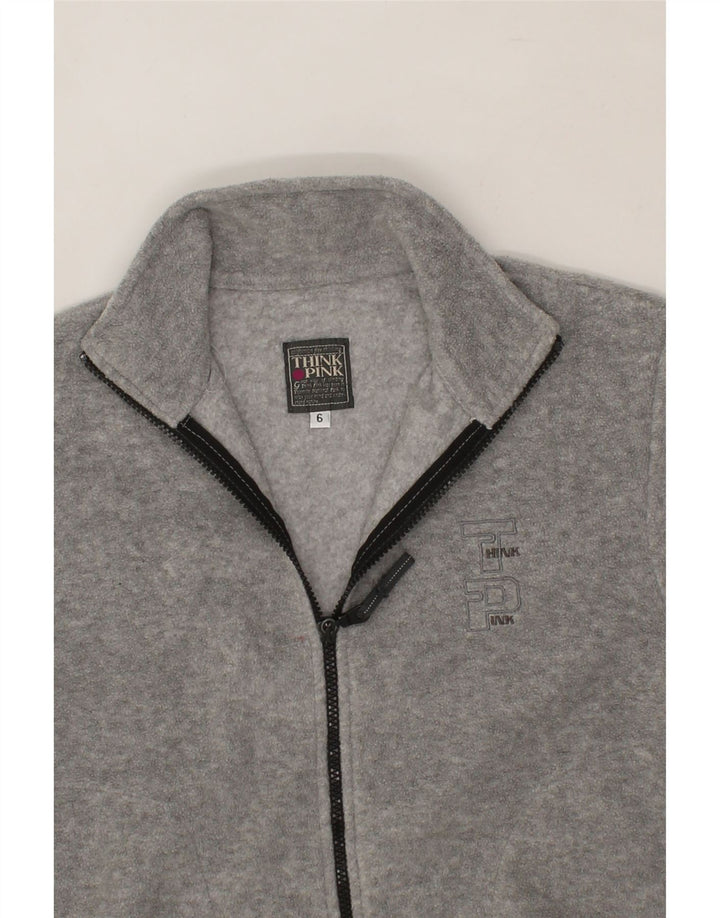 THINK PINK Boys Fleece Jacket 5-6 Years Grey Polyester Vintage Think Pink and Second-Hand Think Pink from Messina Hembry 