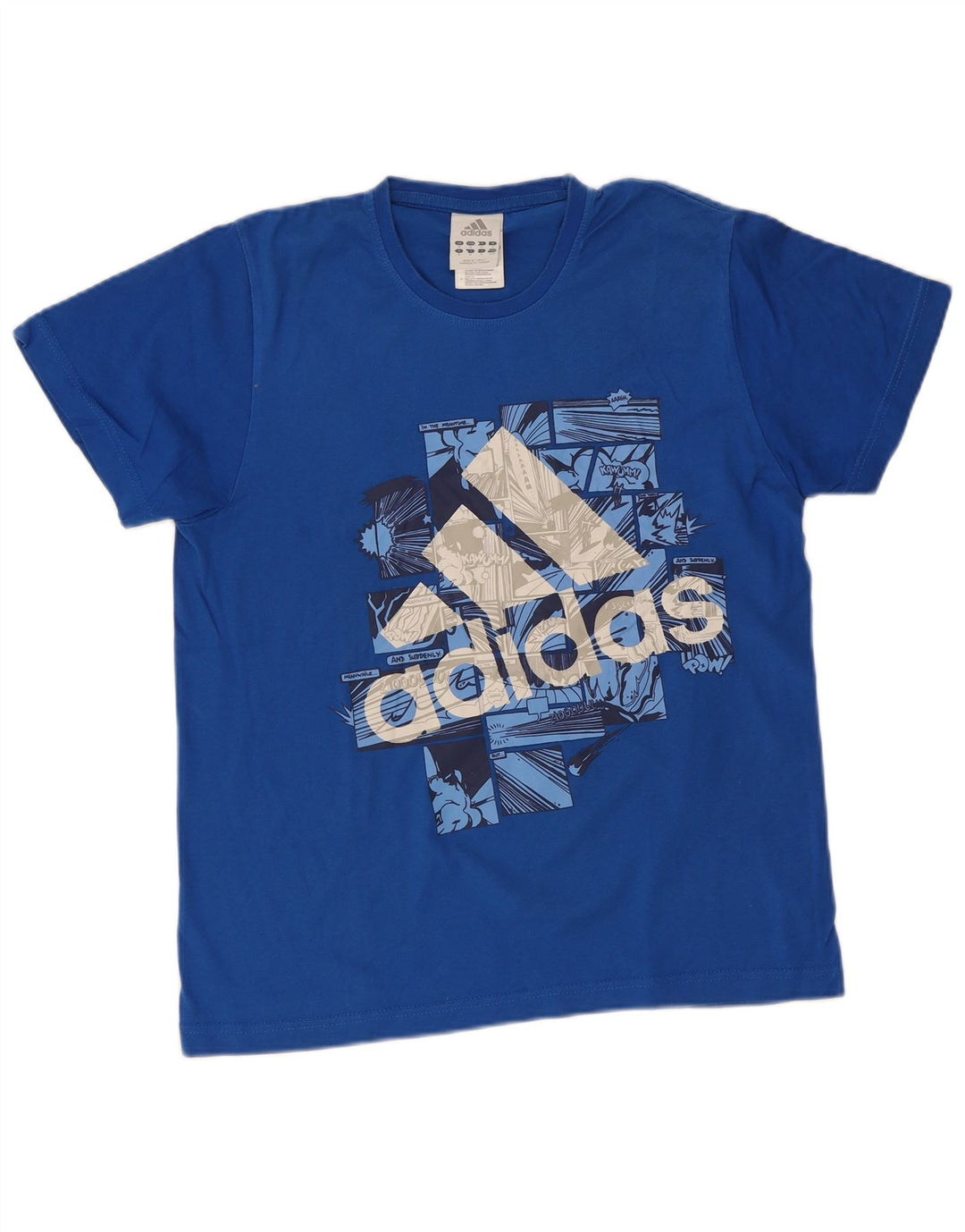 T-shirt grafica da uomo Adidas Top in cotone blu medio