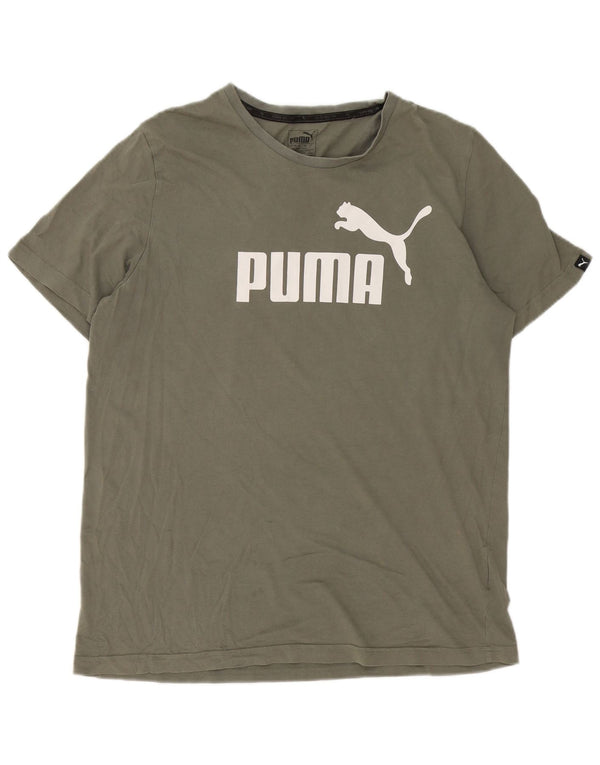 T-shirt grafica da uomo Puma Top grande in cotone verde