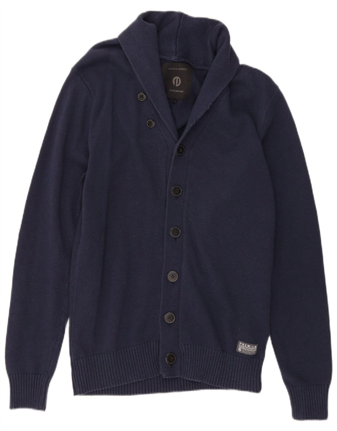 Maglione cardigan da uomo Jack & Jones grande cotone blu navy