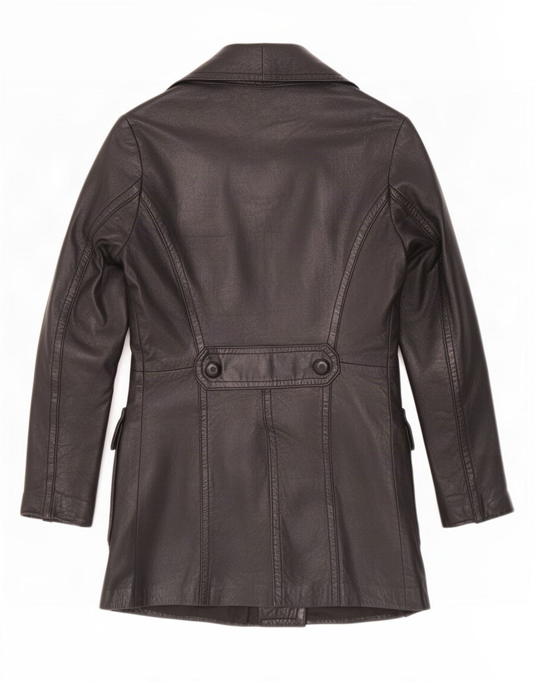 Giacca in pelle doppiopetto vintage da donna UK 8 piccola nera
