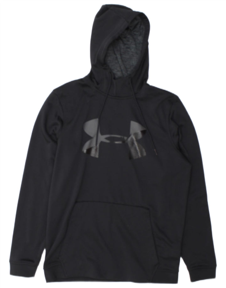 Felpa con cappuccio grafica Under Armour da uomo Cold Gear, poliestere medio nero