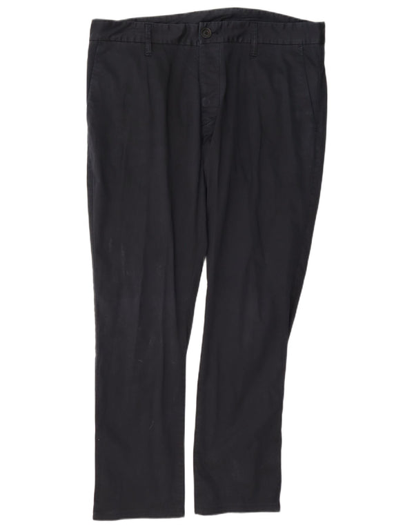 Pantaloni chino dritti da uomo Armani EU 52 XL W38 L29 cotone blu navy