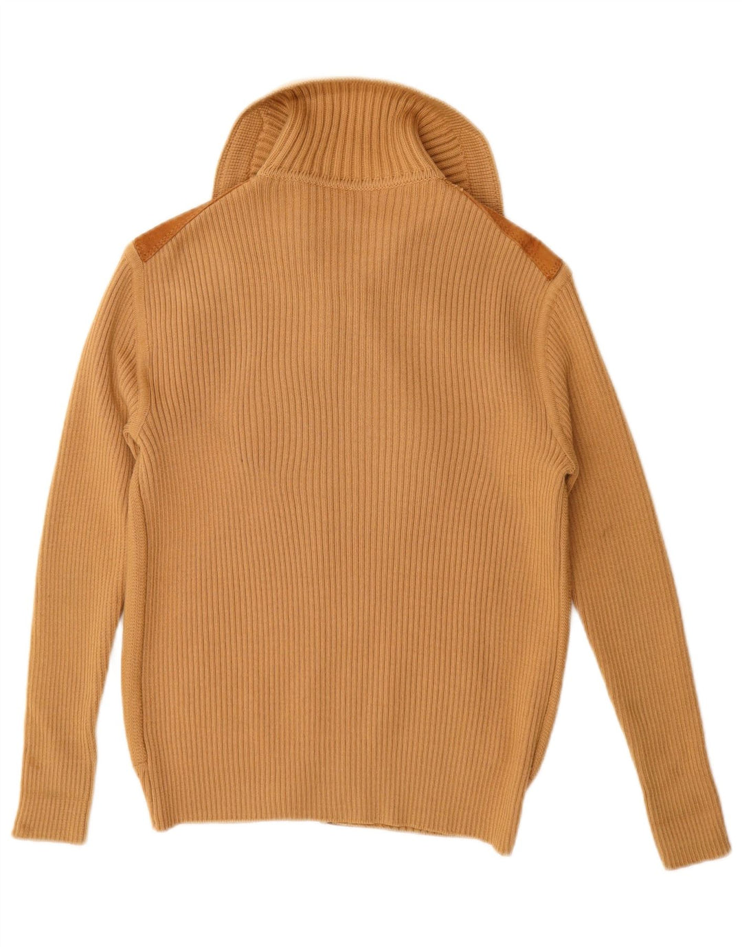 Maglione cardigan in pelle scamosciata da donna VINTAGE UK 12 Colorblock beige medio