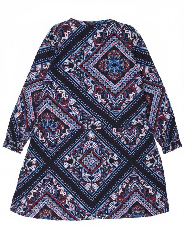 Abito a trapezio da donna a maniche lunghe Esprit UK 18 XL Blu navy Paisley Bohemian