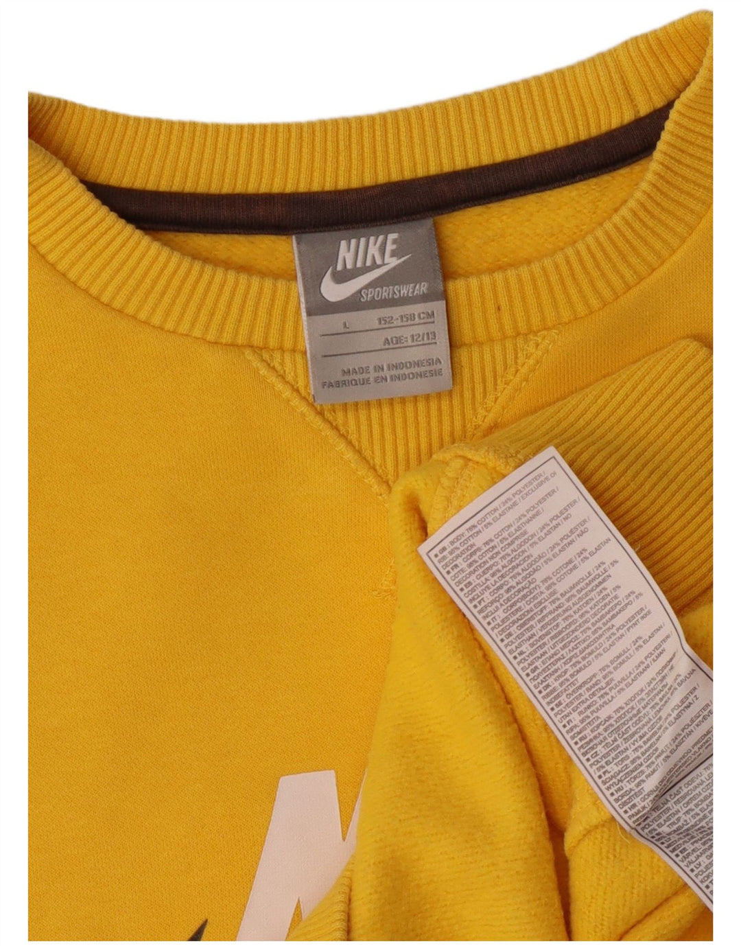 Felpa grafica Nike da bambino, 12-13 anni, grande, in cotone giallo