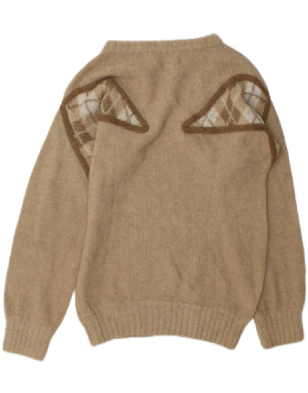 Maglione vintage da uomo con scollo a barca verde medio geometrico