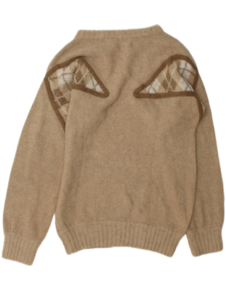 Maglione vintage da uomo con scollo a barca verde medio geometrico