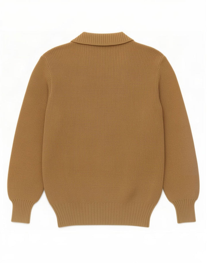 Maglione cardigan da uomo vintage in lana marrone medio