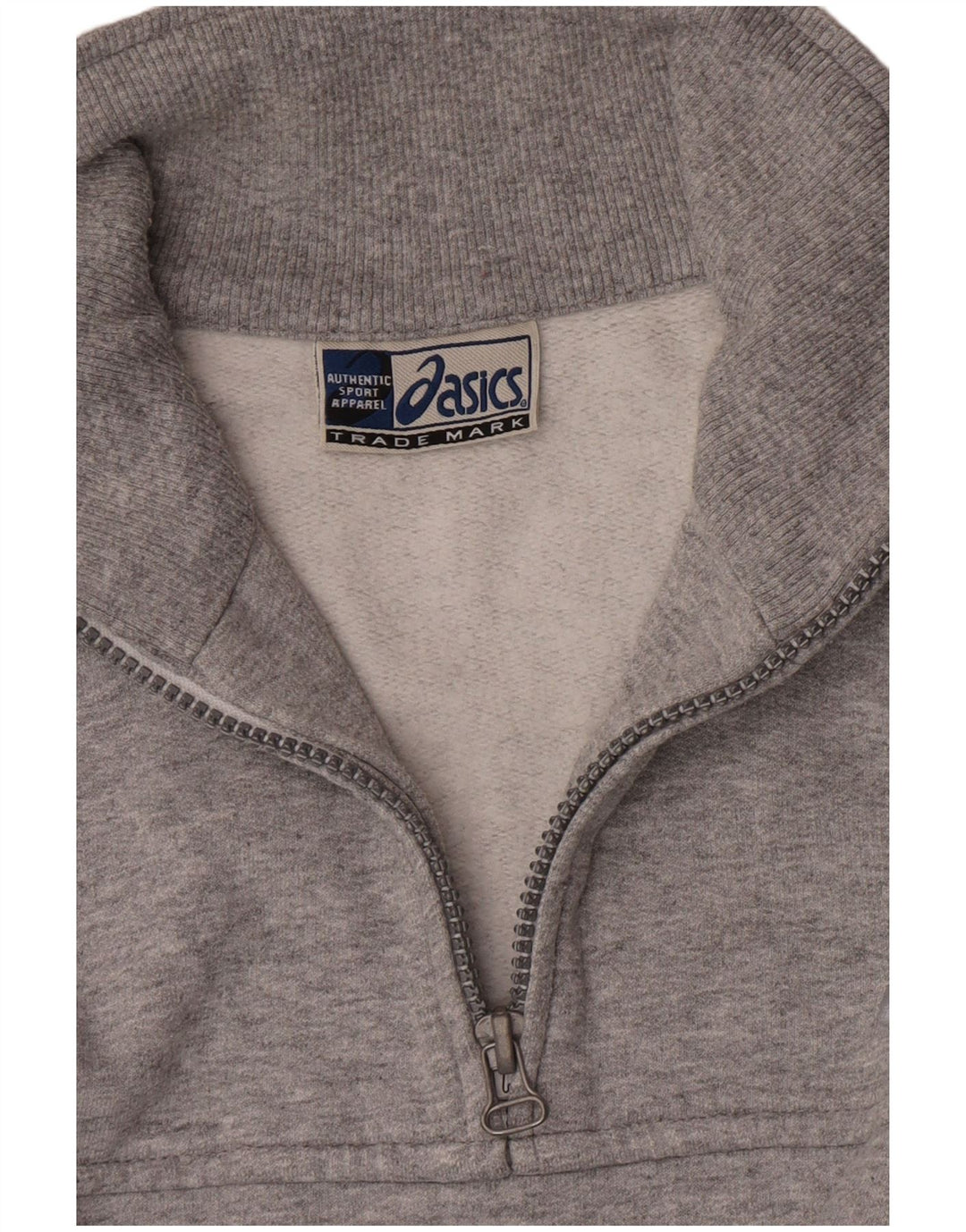Felpa Asics da uomo con zip e collo, maglione grande, cotone grigio