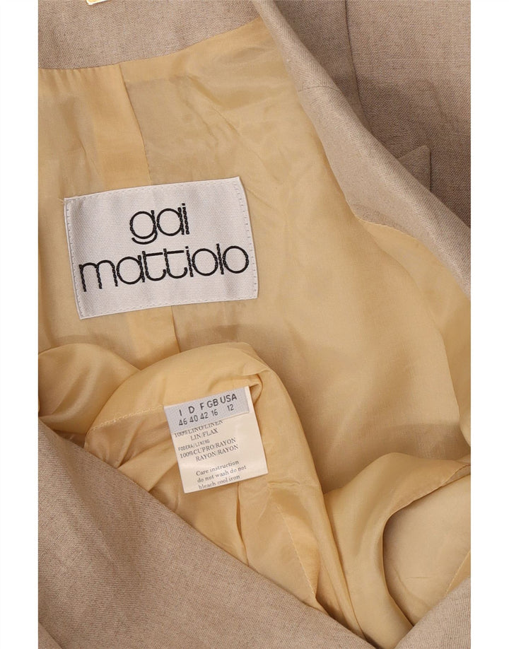 Giacca blazer da donna a 1 bottone Gai Mattiolo UK 16 grande lino beige