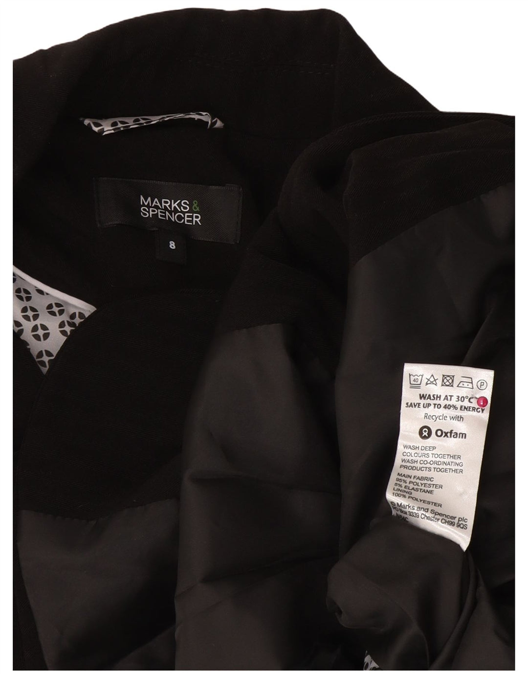 Giacca blazer a 2 bottoni Marks & Spencer da donna UK 8 piccola poliestere nero