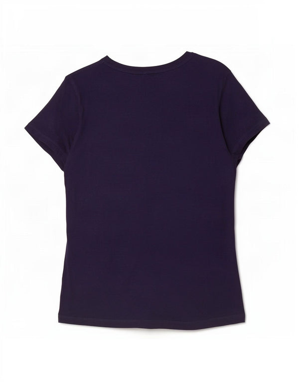 Puma T-shirt grafica da donna Top UK 12 Medium Blu Navy Cotone