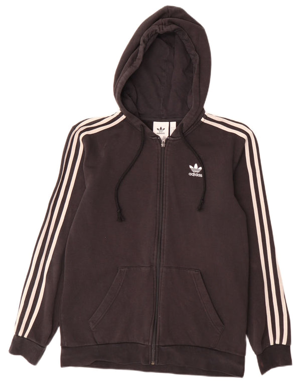 Maglione con cappuccio e zip Adidas da uomo piccolo in cotone nero