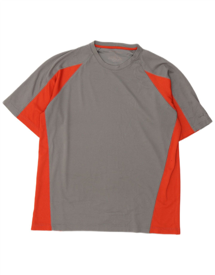 T-shirt da uomo EDDIE BAUER grande in poliestere color block grigio