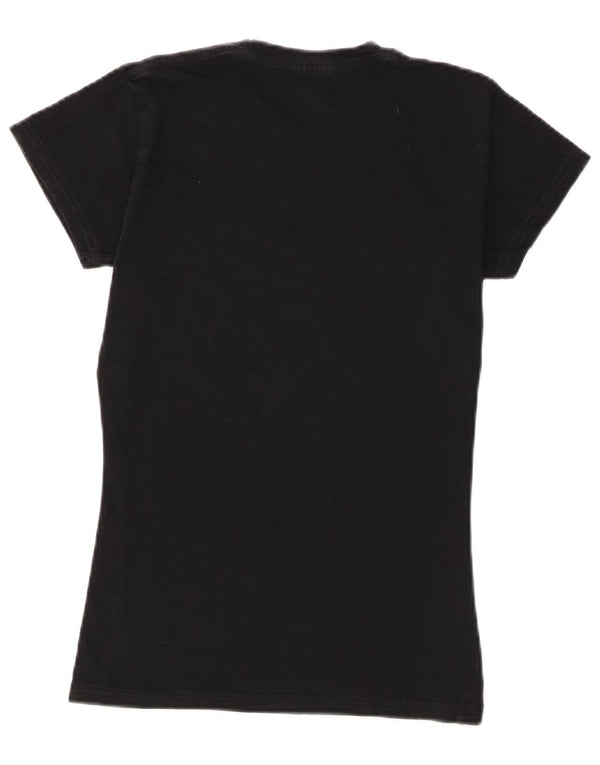 T-shirt grafica da donna Hard Rock Cafe Roma Top UK 10 piccola in cotone nero