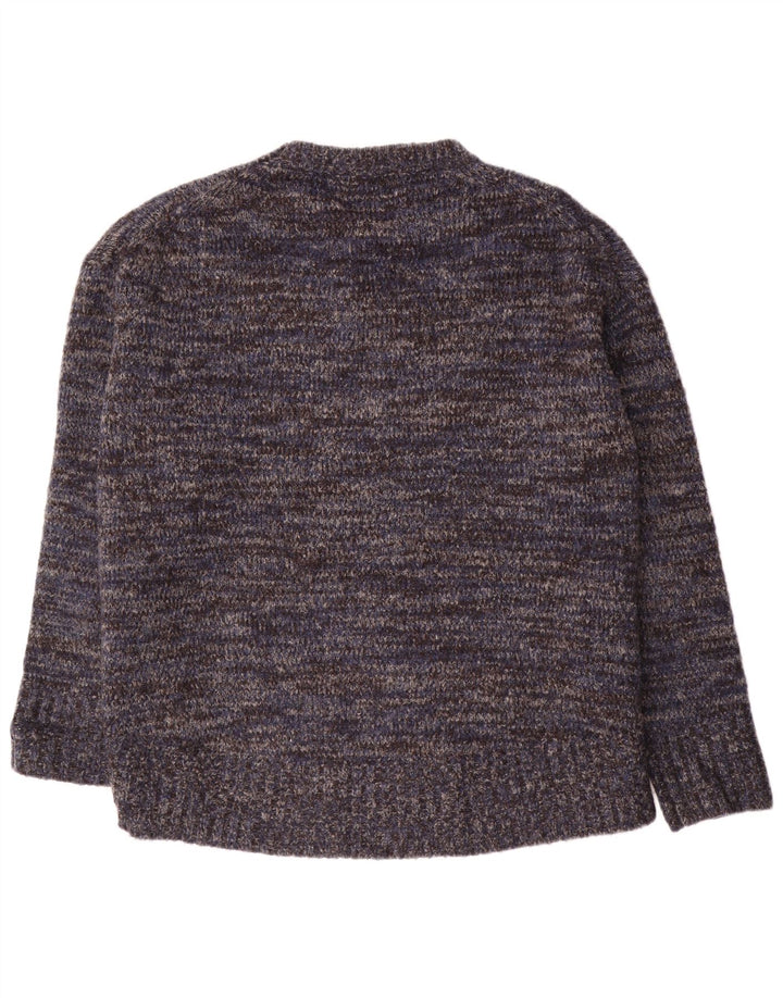 Maglione maglione girocollo da donna Zara UK 14 blu navy medio screziato