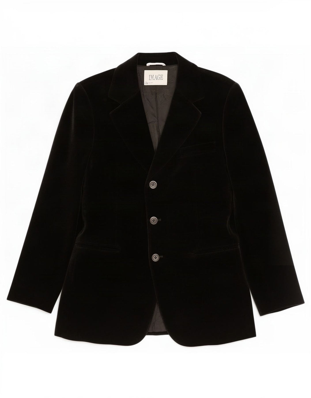 Giacca blazer in velluto a 3 bottoni vintage da donna UK 14 media nera